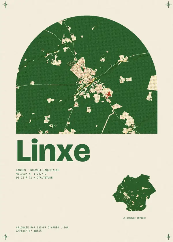 Affiche de Linxe, calculée par 123-fr d'après l'IGN
