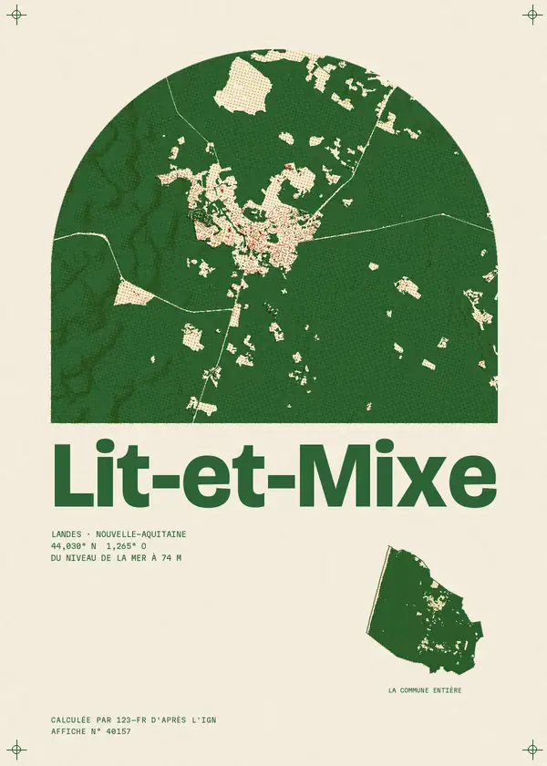 Affiche de Lit-et-Mixe, calculée par 123-fr d'après l'IGN