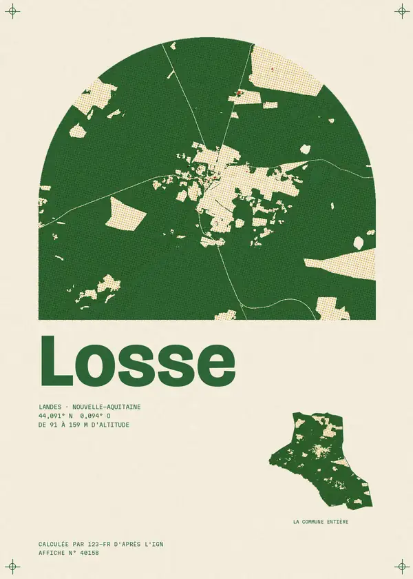 Affiche de Losse, calculée par 123-fr d'après l'IGN