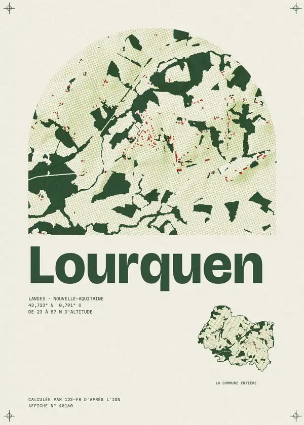 Affiche de Lourquen, calculée par 123-fr d'après l'IGN