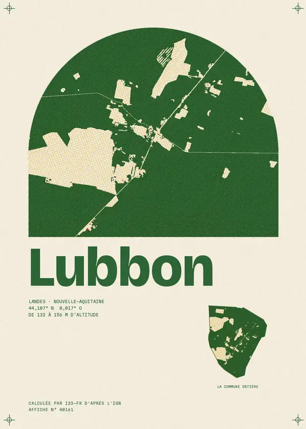 Affiche de Lubbon, calculée par 123-fr d'après l'IGN