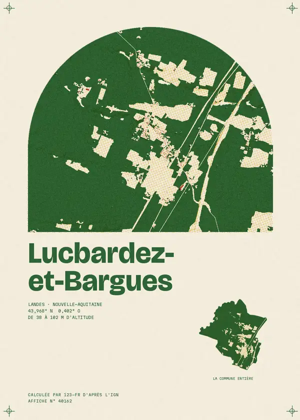 Affiche de Lucbardez-et-Bargues, calculée par 123-fr d'après l'IGN