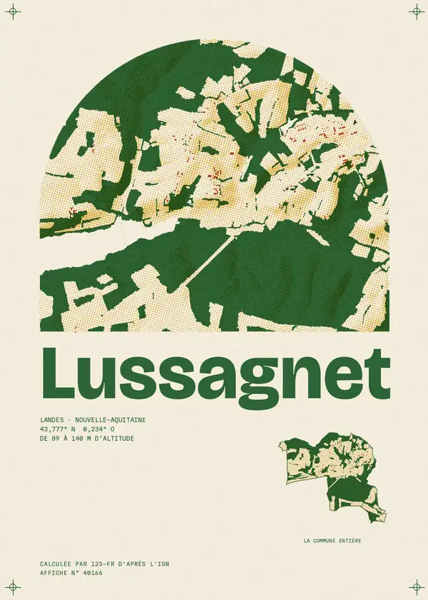 Affiche de Lussagnet, calculée par 123-fr d'après l'IGN
