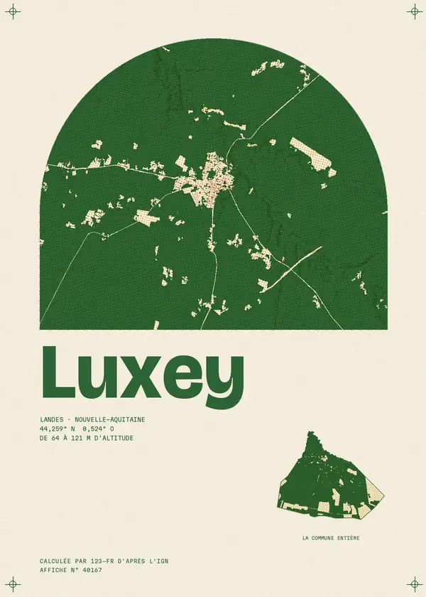 Affiche de Luxey, calculée par 123-fr d'après l'IGN