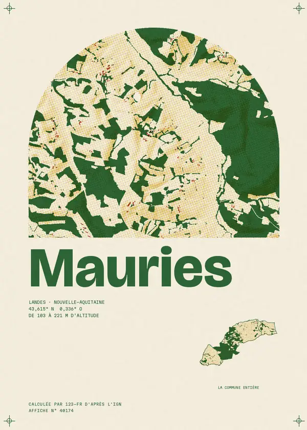 Affiche de Mauries, calculée par 123-fr d'après l'IGN