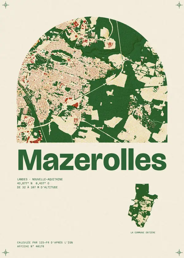 Affiche de Mazerolles, calculée par 123-fr d'après l'IGN