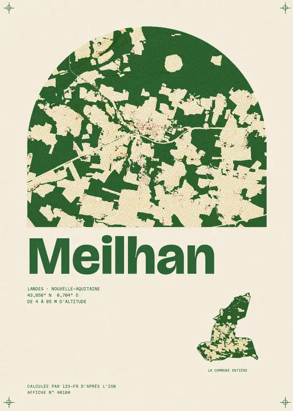 Affiche de Meilhan, calculée par 123-fr d'après l'IGN