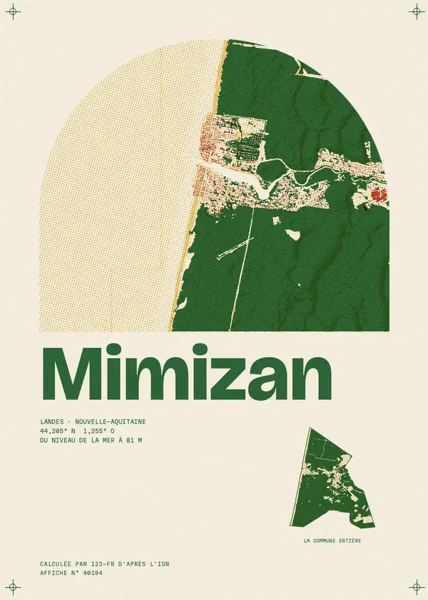 Affiche de Mimizan, calculée par 123-fr d'après l'IGN