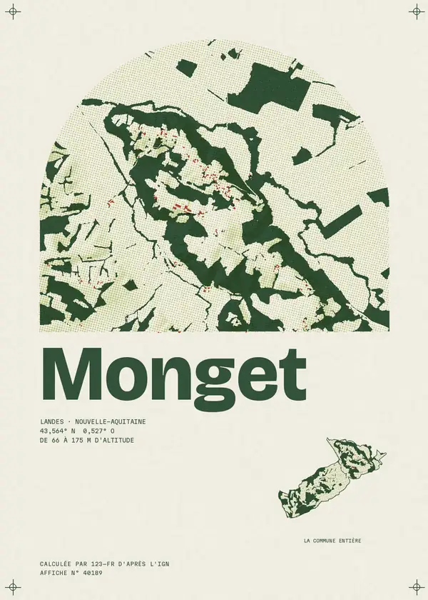 Affiche de Monget, calculée par 123-fr d'après l'IGN