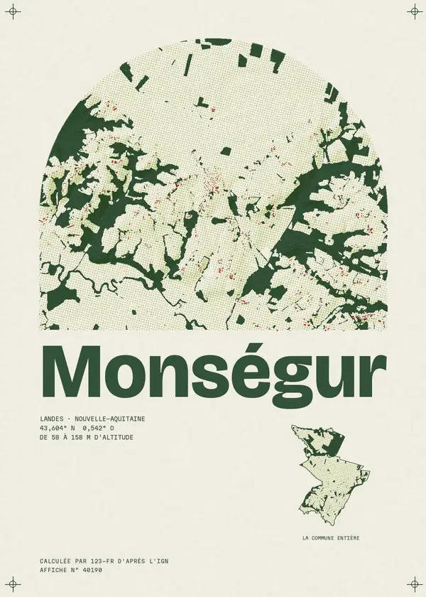 Affiche de Monségur, calculée par 123-fr d'après l'IGN