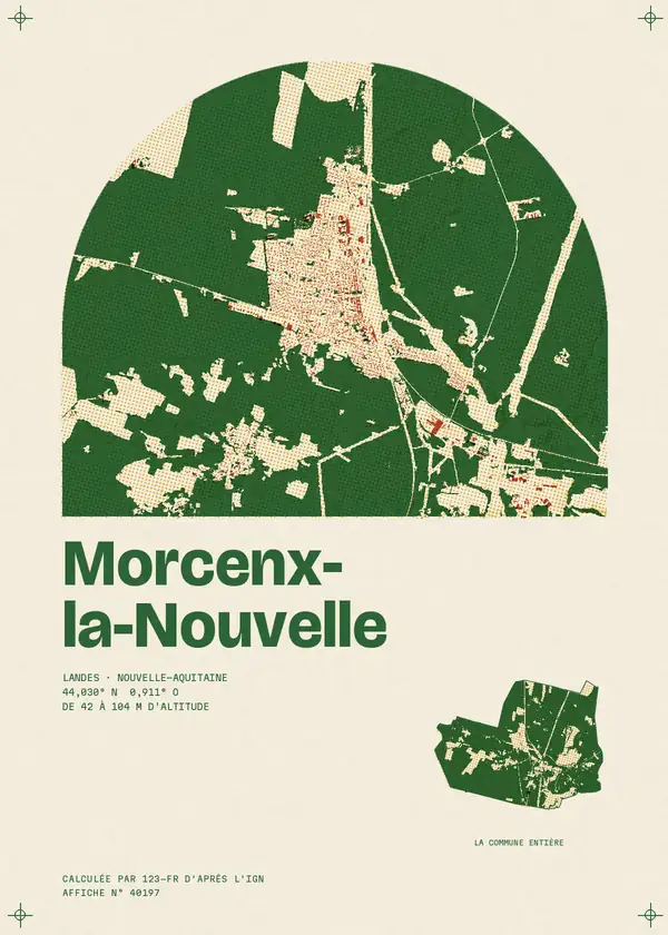 Affiche de Morcenx-la-Nouvelle, calculée par 123-fr d'après l'IGN