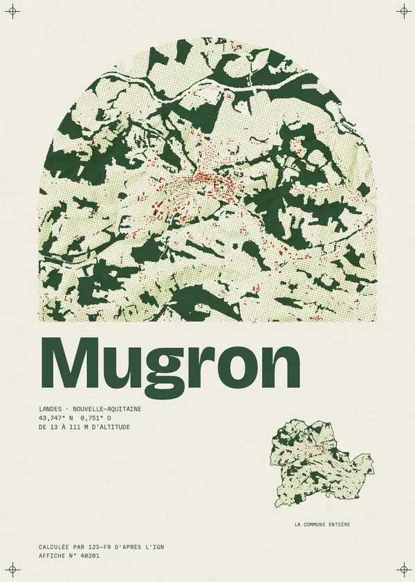 Affiche de Mugron, calculée par 123-fr d'après l'IGN