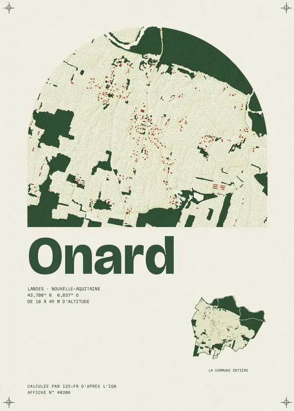 Affiche de Onard, calculée par 123-fr d'après l'IGN