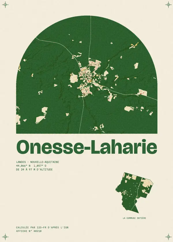 Affiche de Onesse-Laharie, calculée par 123-fr d'après l'IGN