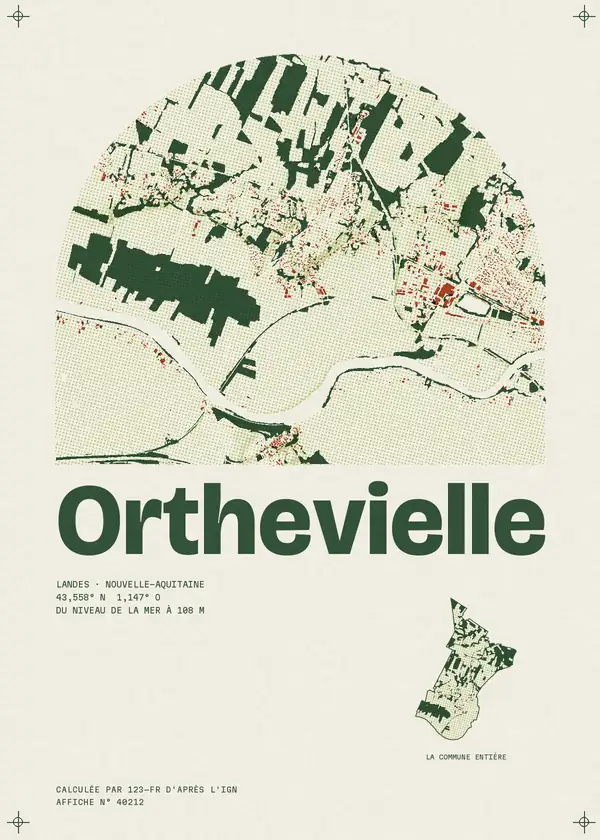 Affiche de Orthevielle, calculée par 123-fr d'après l'IGN