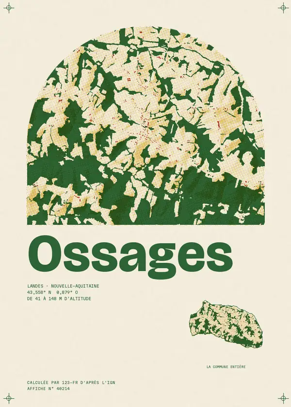 Affiche de Ossages, calculée par 123-fr d'après l'IGN