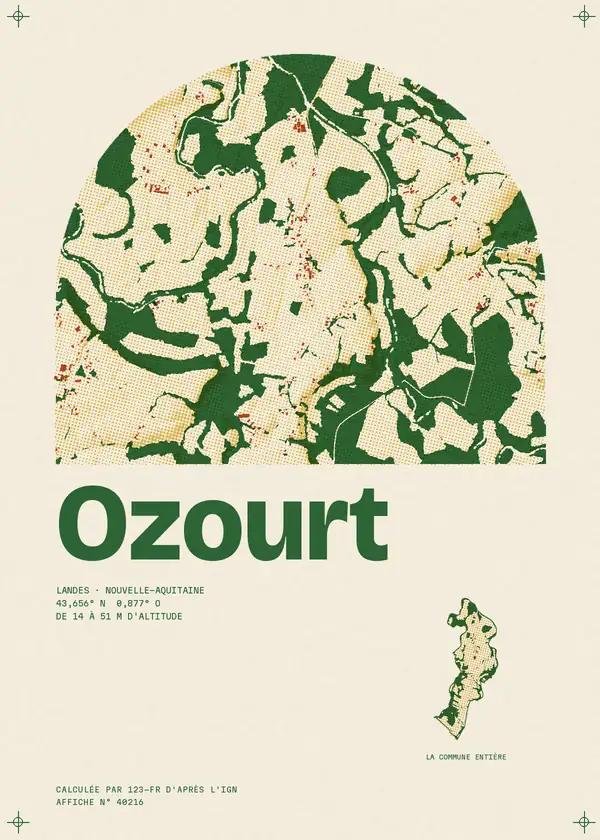 Affiche de Ozourt, calculée par 123-fr d'après l'IGN