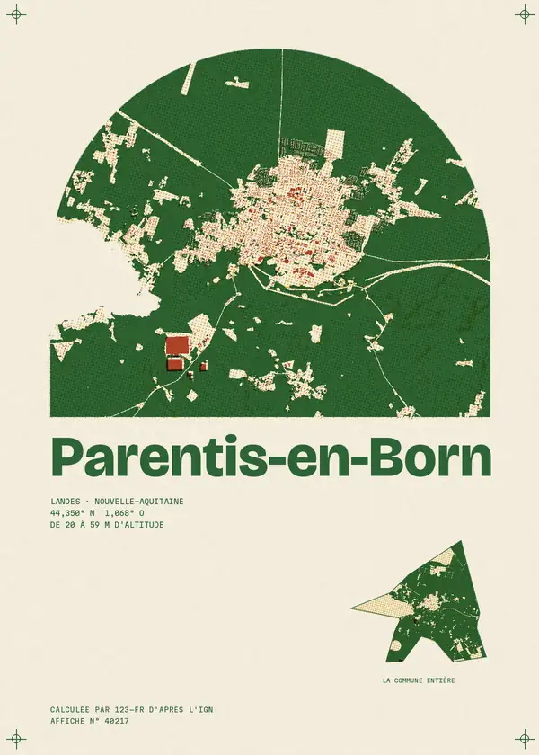Affiche de Parentis-en-Born, calculée par 123-fr d'après l'IGN