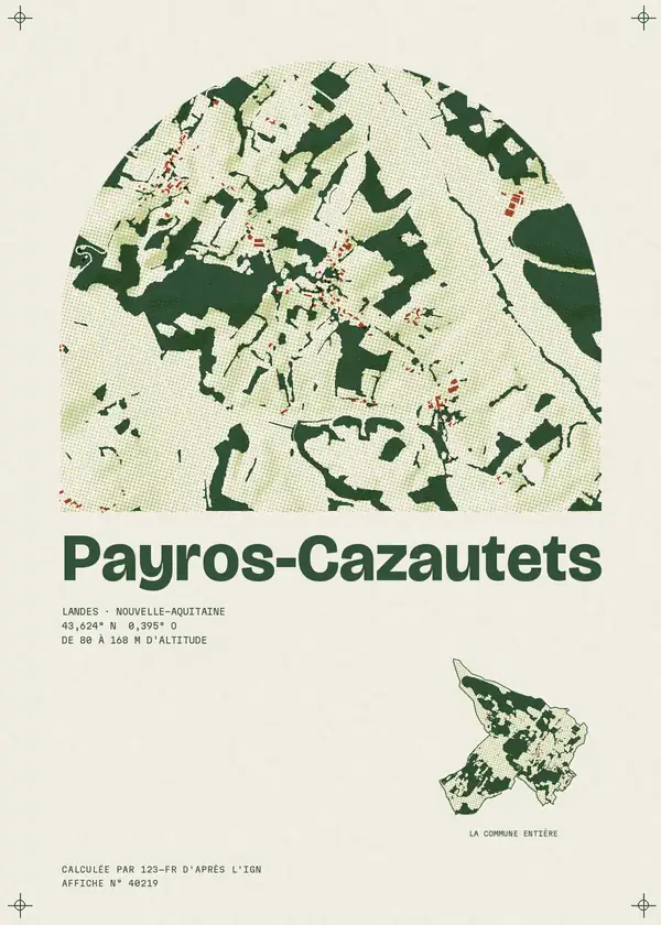 Affiche de Payros-Cazautets, calculée par 123-fr d'après l'IGN