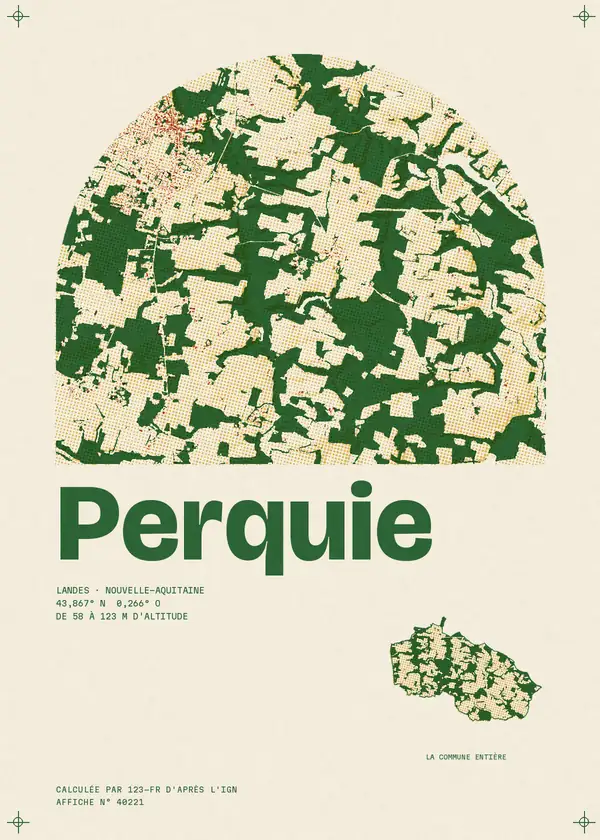 Affiche de Perquie, calculée par 123-fr d'après l'IGN