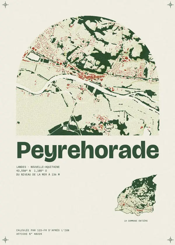 Affiche de Peyrehorade, calculée par 123-fr d'après l'IGN