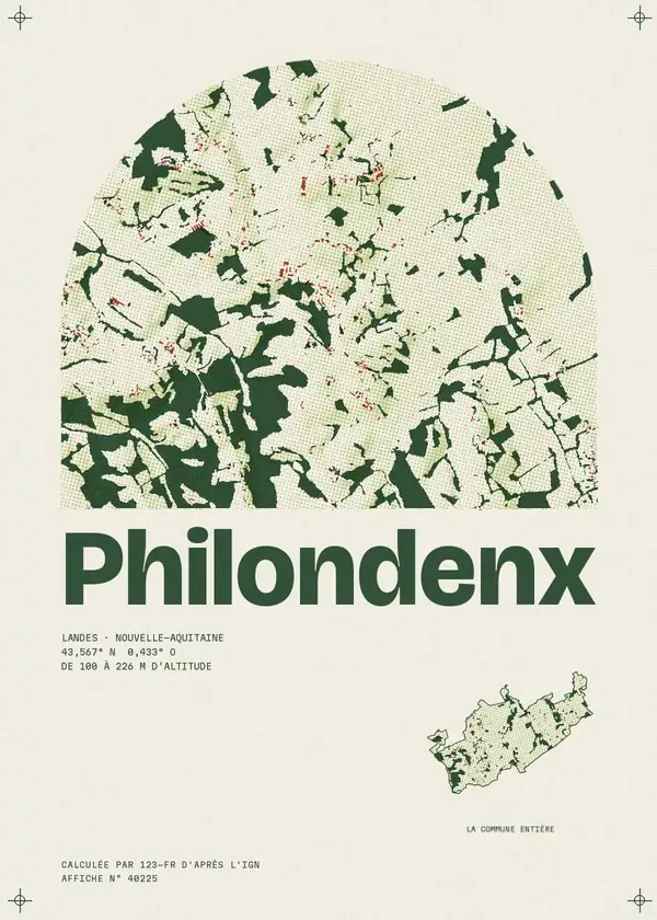 Affiche de Philondenx, calculée par 123-fr d'après l'IGN
