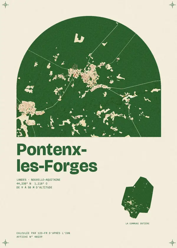 Affiche de Pontenx-les-Forges, calculée par 123-fr d'après l'IGN