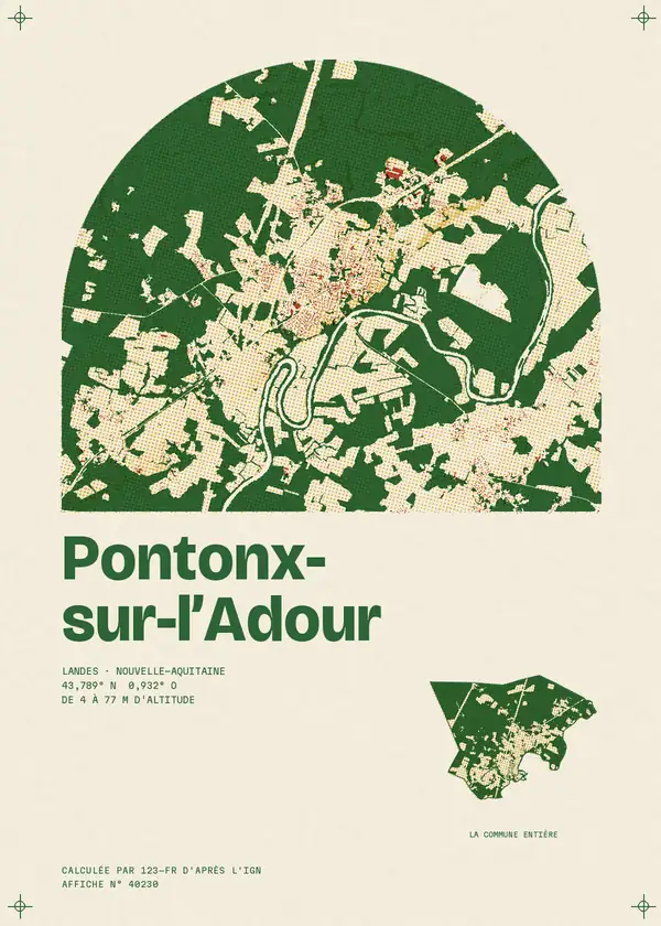 Affiche de Pontonx-sur-l'Adour, calculée par 123-fr d'après l'IGN