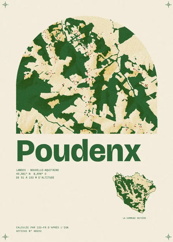 Affiche de Poudenx, calculée par 123-fr d'après l'IGN