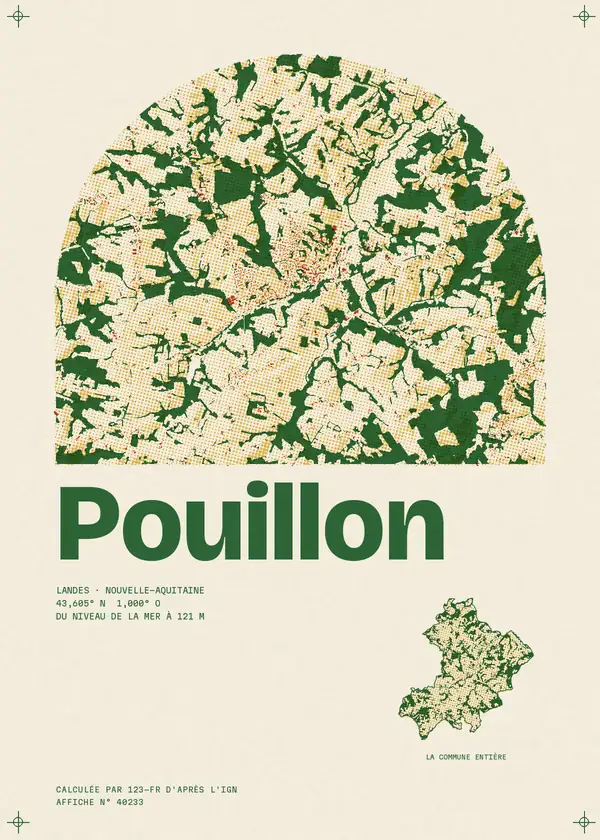 Affiche de Pouillon, calculée par 123-fr d'après l'IGN