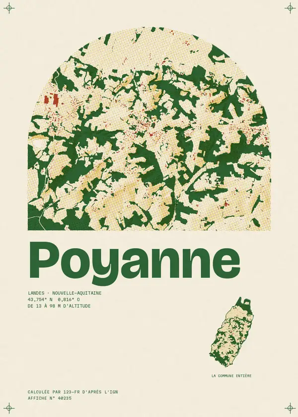 Affiche de Poyanne, calculée par 123-fr d'après l'IGN