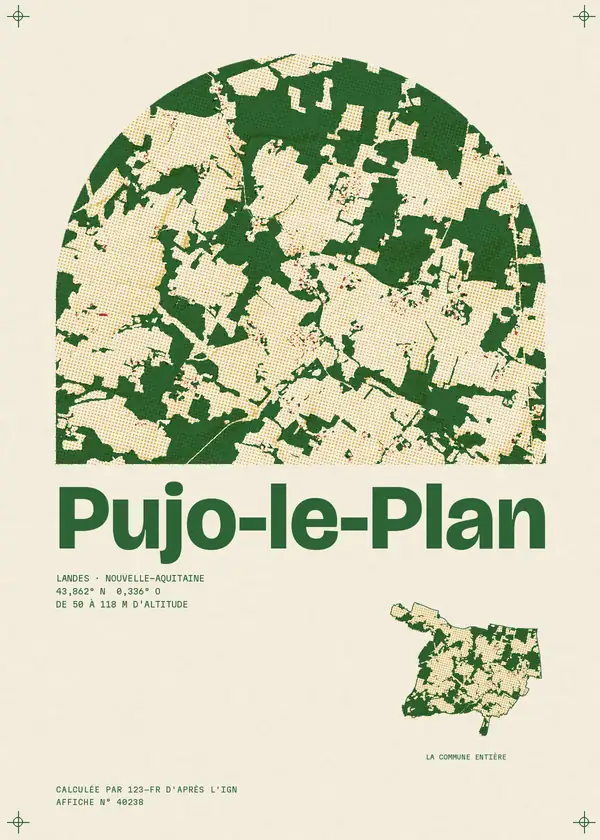 Affiche de Pujo-le-Plan, calculée par 123-fr d'après l'IGN