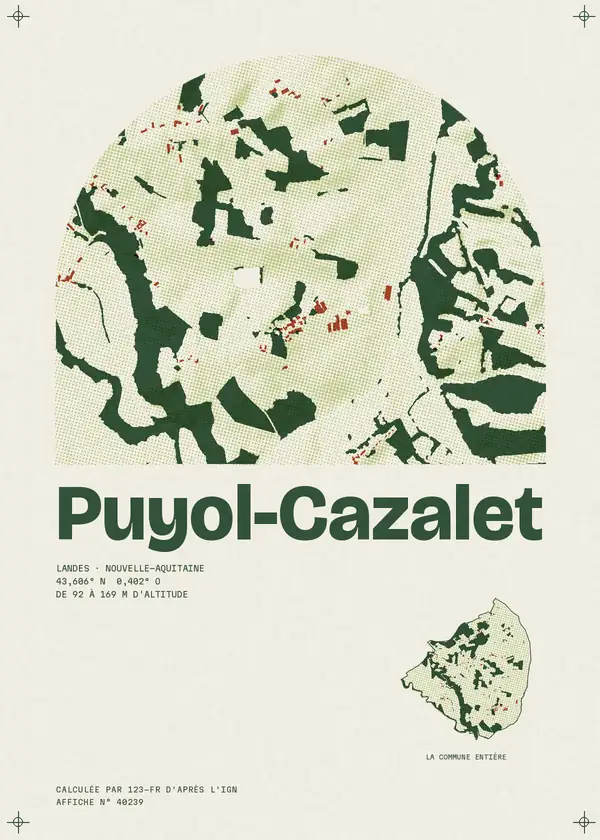 Affiche de Puyol-Cazalet, calculée par 123-fr d'après l'IGN