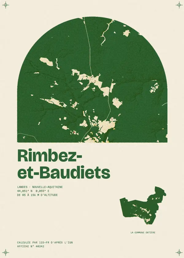 Affiche de Rimbez-et-Baudiets, calculée par 123-fr d'après l'IGN