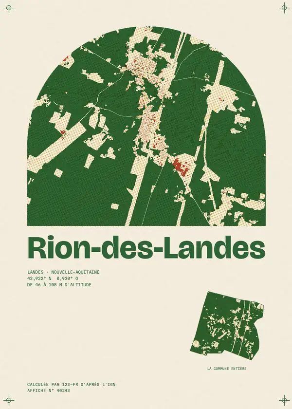 Affiche de Rion-des-Landes, calculée par 123-fr d'après l'IGN