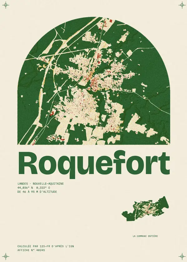 Affiche de Roquefort, calculée par 123-fr d'après l'IGN