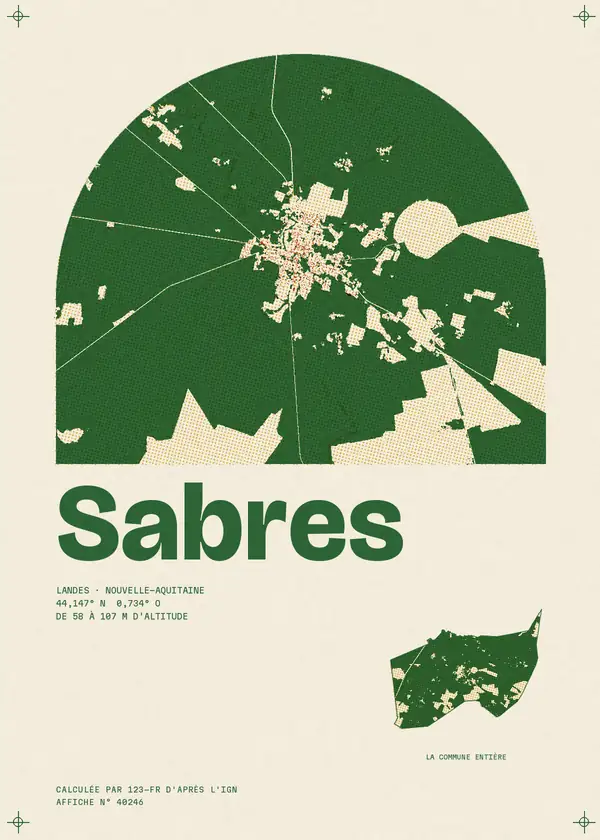 Affiche de Sabres, calculée par 123-fr d'après l'IGN