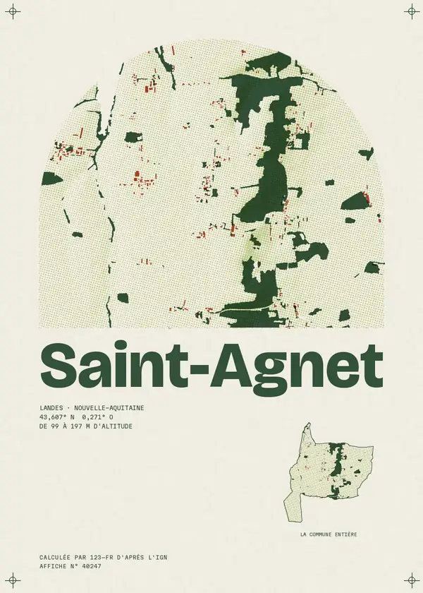 Affiche de Saint-Agnet, calculée par 123-fr d'après l'IGN