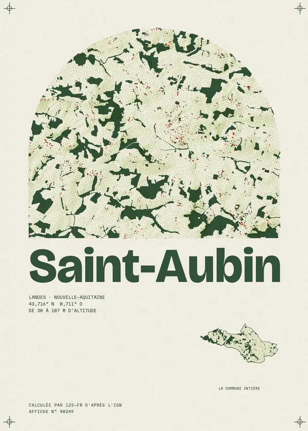 Affiche de Saint-Aubin, calculée par 123-fr d'après l'IGN