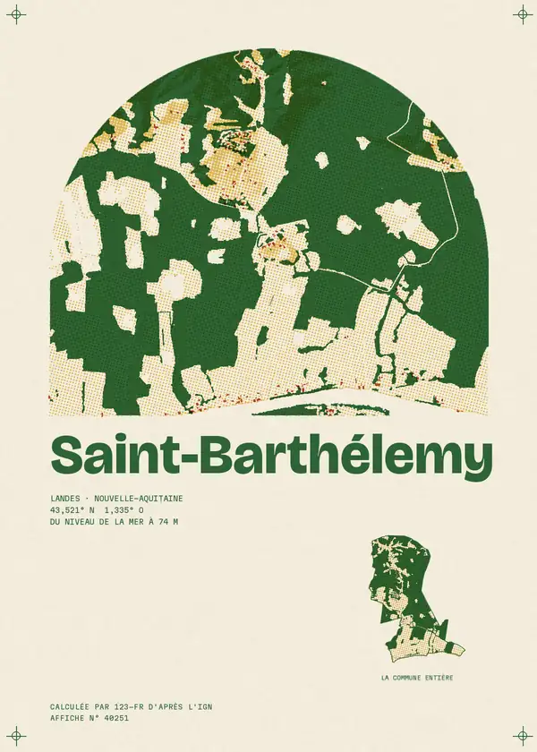 Affiche de Saint-Barthélemy, calculée par 123-fr d'après l'IGN