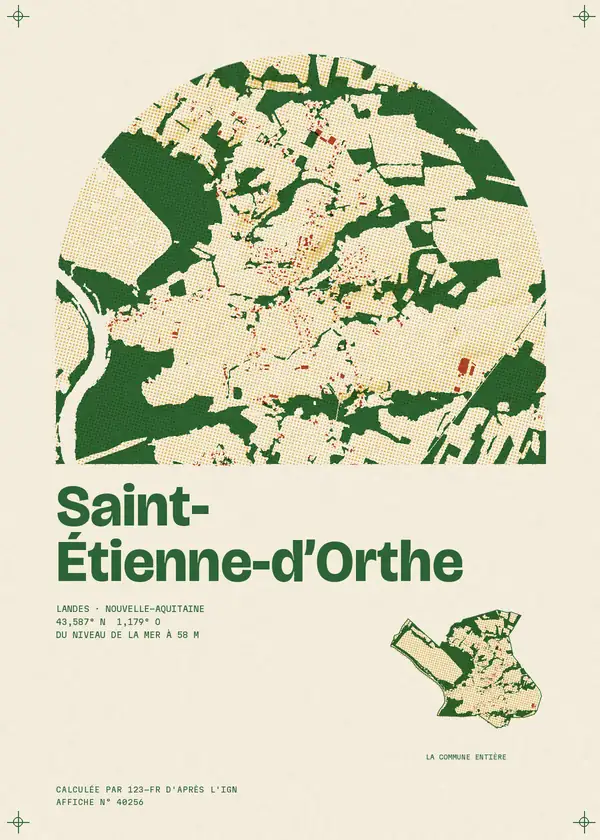 Affiche de Saint-Étienne-d'Orthe, calculée par 123-fr d'après l'IGN