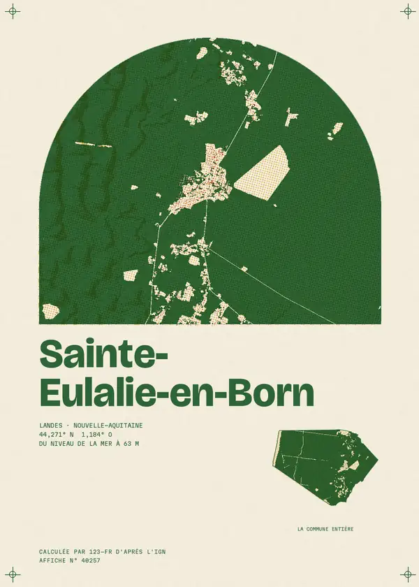 Affiche de Sainte-Eulalie-en-Born, calculée par 123-fr d'après l'IGN