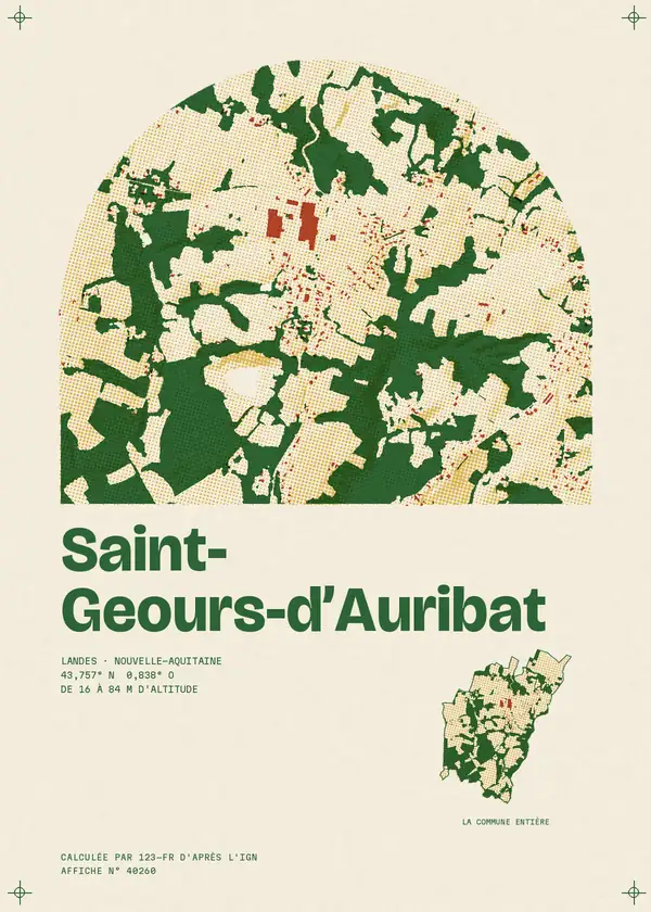 Affiche de Saint-Geours-d'Auribat, calculée par 123-fr d'après l'IGN