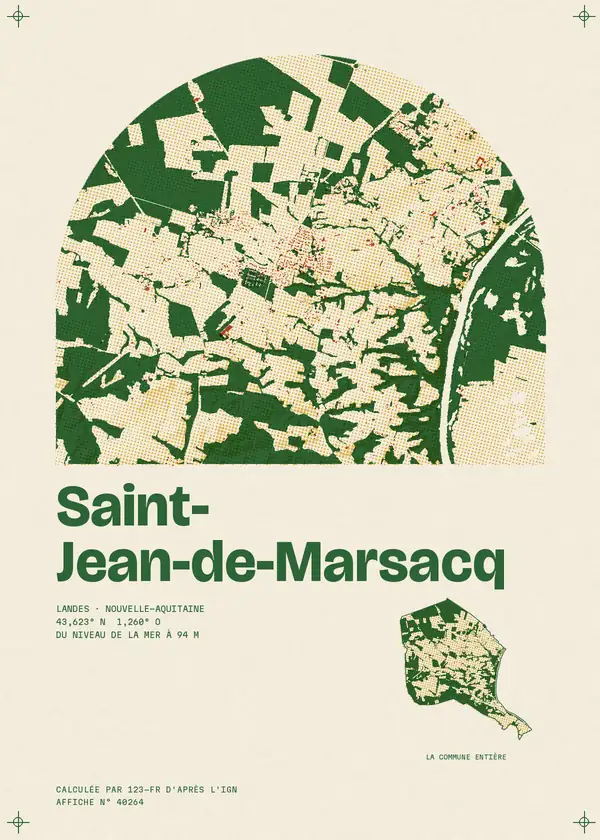 Affiche de Saint-Jean-de-Marsacq, calculée par 123-fr d'après l'IGN