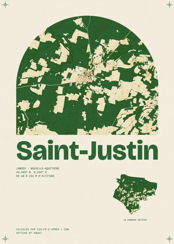 Affiche de Saint-Justin, calculée par 123-fr d'après l'IGN