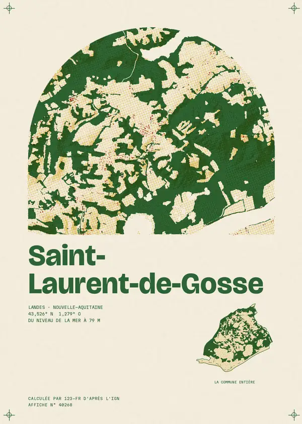 Affiche de Saint-Laurent-de-Gosse, calculée par 123-fr d'après l'IGN