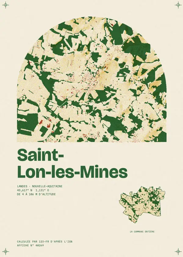 Affiche de Saint-Lon-les-Mines, calculée par 123-fr d'après l'IGN