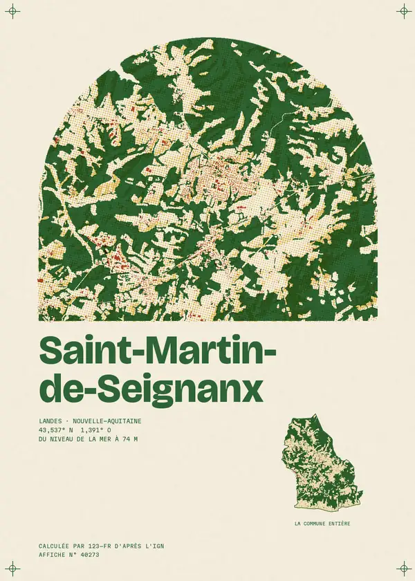 Affiche de Saint-Martin-de-Seignanx, calculée par 123-fr d'après l'IGN