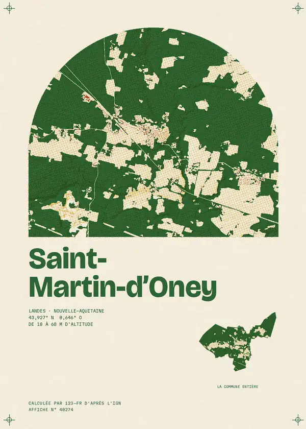 Affiche de Saint-Martin-d'Oney, calculée par 123-fr d'après l'IGN