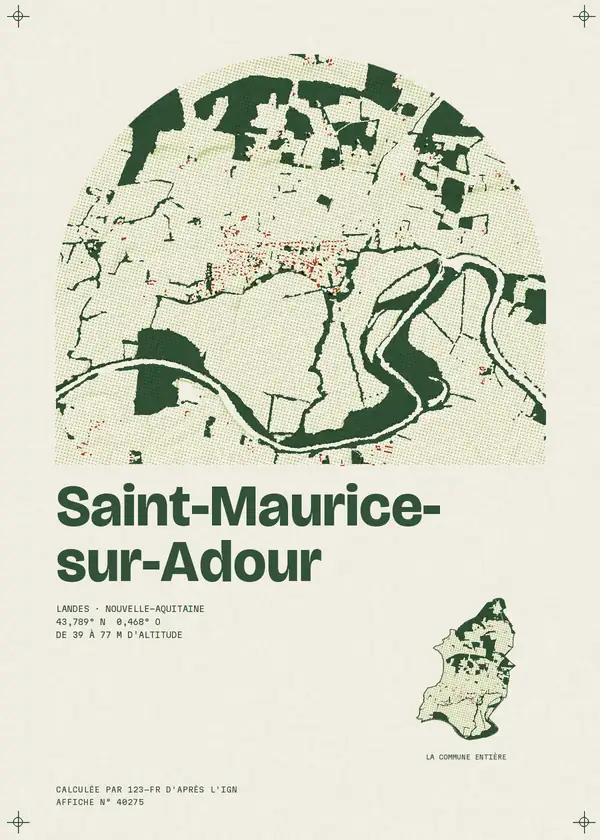 Affiche de Saint-Maurice-sur-Adour, calculée par 123-fr d'après l'IGN